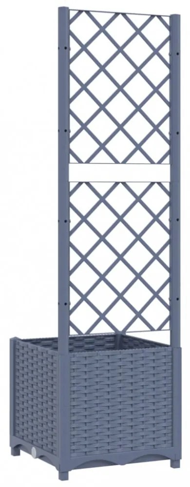 sötétszürke PP rácsos kerti ültetőláda 40x40x136 cm