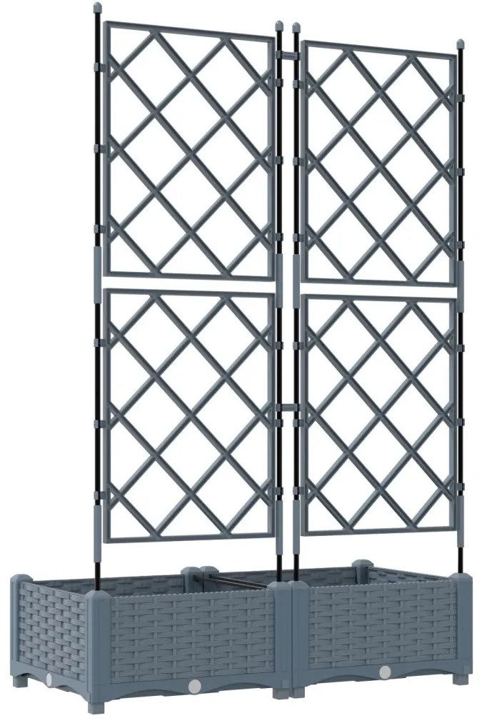 Rácsos Kerti Cserép 2 db Világosszürke 80x40x125.5 cm