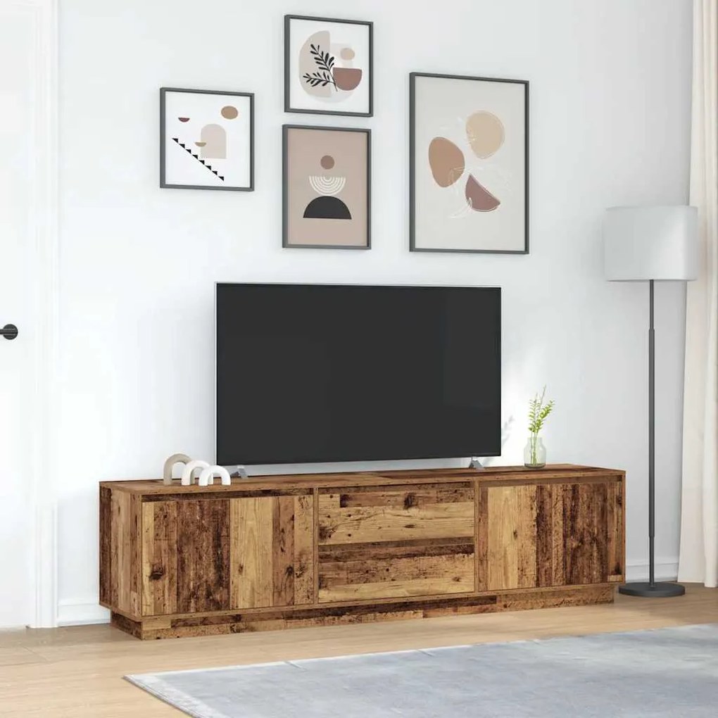 antik fa színű TV-szekrény LED-lámpákkal 193,5x41x50 cm