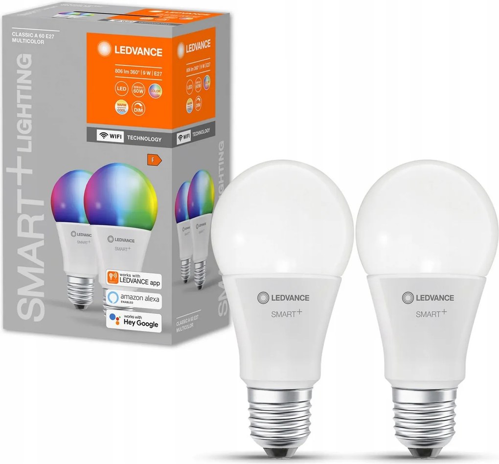 2PAK Led izzó E27 A60 9W 806lm Rgbw Smart+ WiFi Tompítható LEDVANCEIzzó