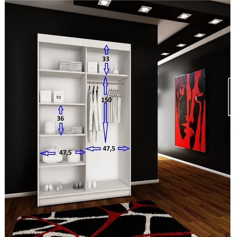 TALIA 4 tolóajtós szekrény, 200x200x62, sonoma tölgy