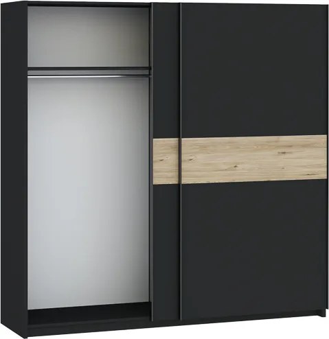 BERNO ruhásszekrény, 200 cm | Antracit + hickory tölgy