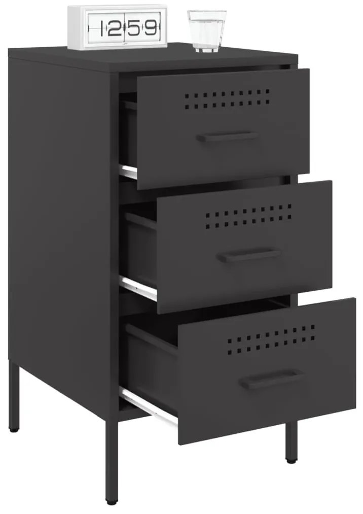 2 db fekete acél éjjeliszekrény 36 x 39 x 68 cm