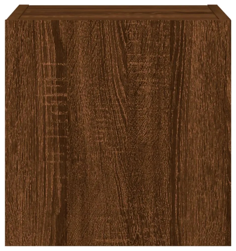 barna tölgyszínű fali TV-szekrény LED-del 30,5x35x30 cm