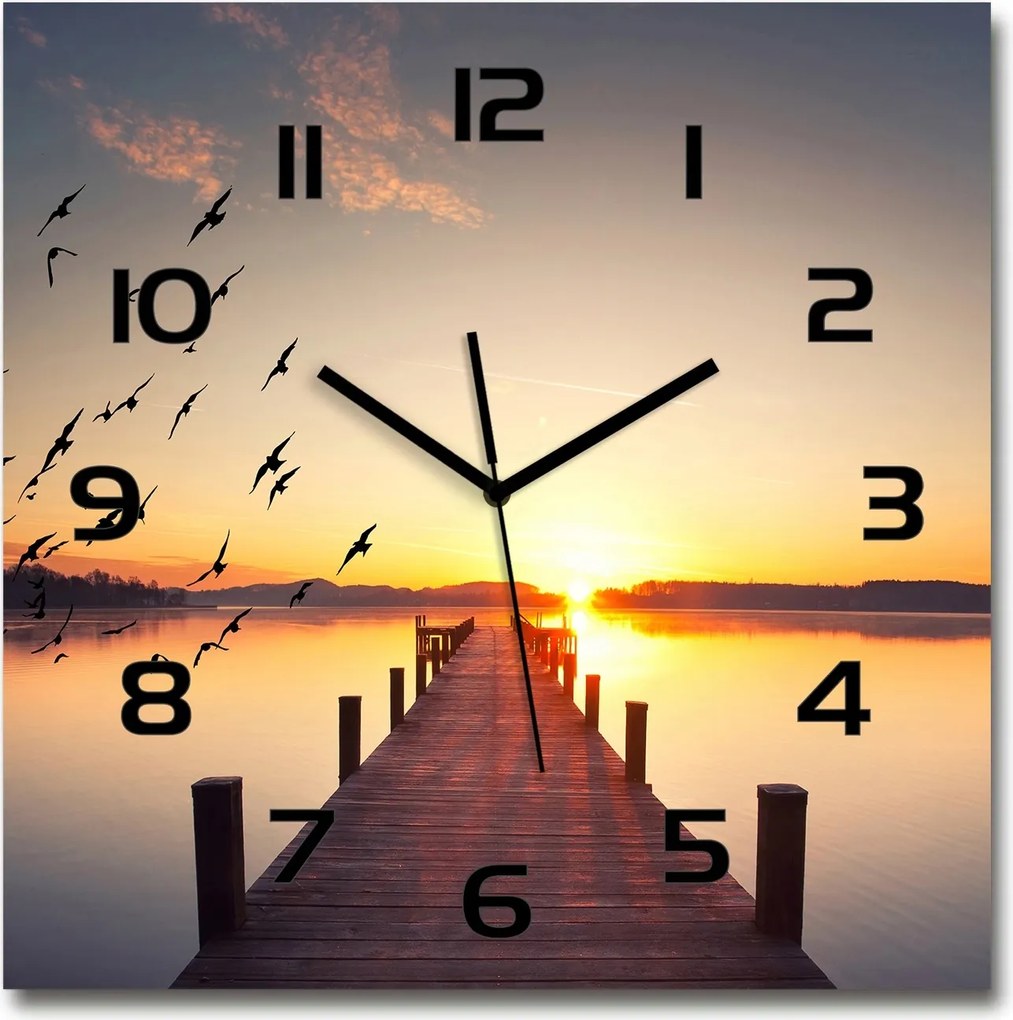 Nagy üveg falióra nappaliba Naplemente 60x60cm