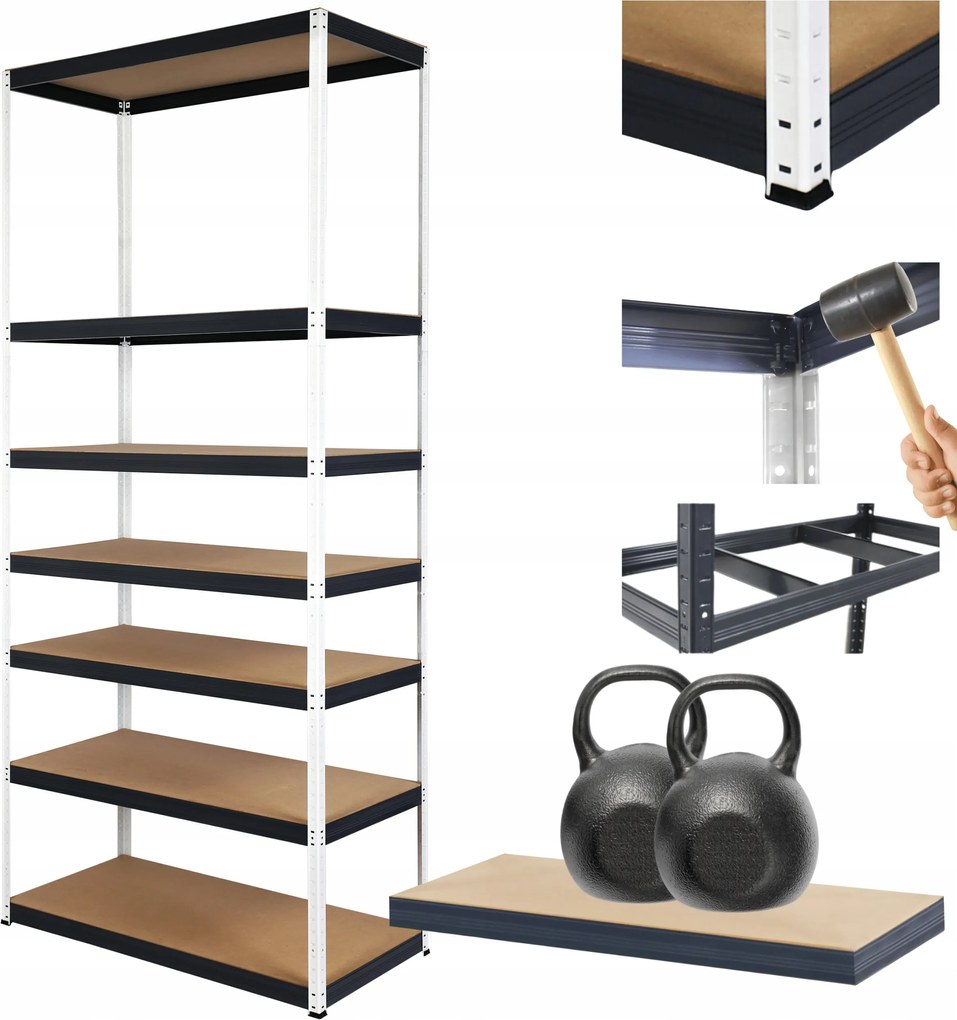 Tárolószekrény fém állvány Helios 270x75x45cm 7Px275kg Tömör