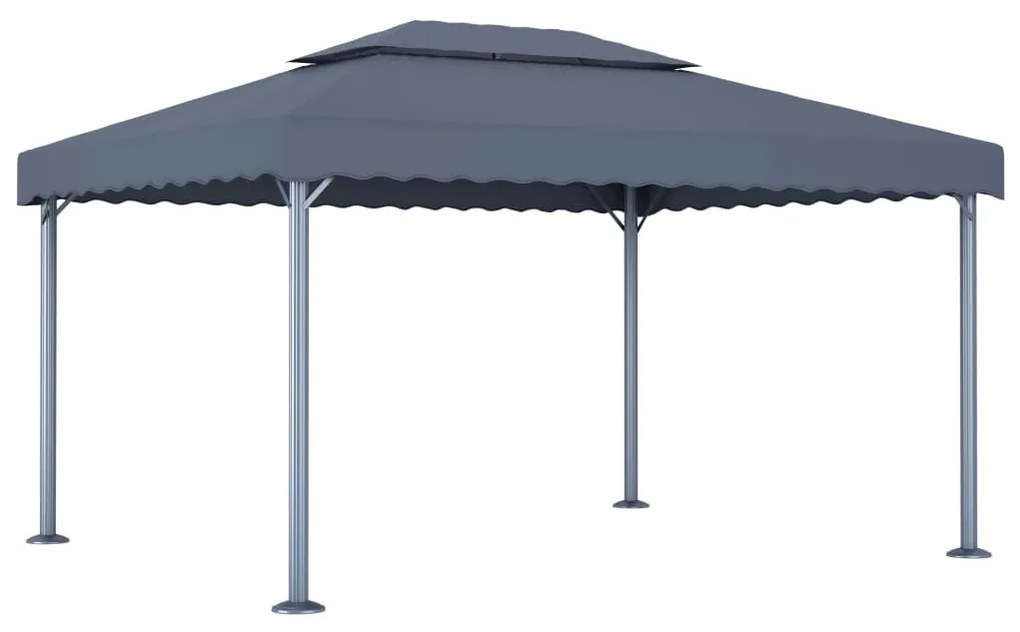 Antracitszürke alumíniumpavilon LED fényfüzérrel 400 x 300 cm