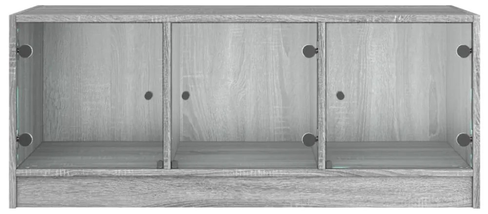 szürke sonoma színű dohányzóasztal üvegajtókkal 102x50x42 cm