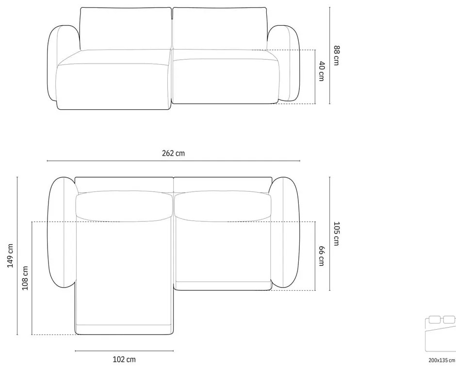 Téglavörös zsenília kinyitható-tárolóhelyes sarokkanapé Tonale – Cosmopolitan Design