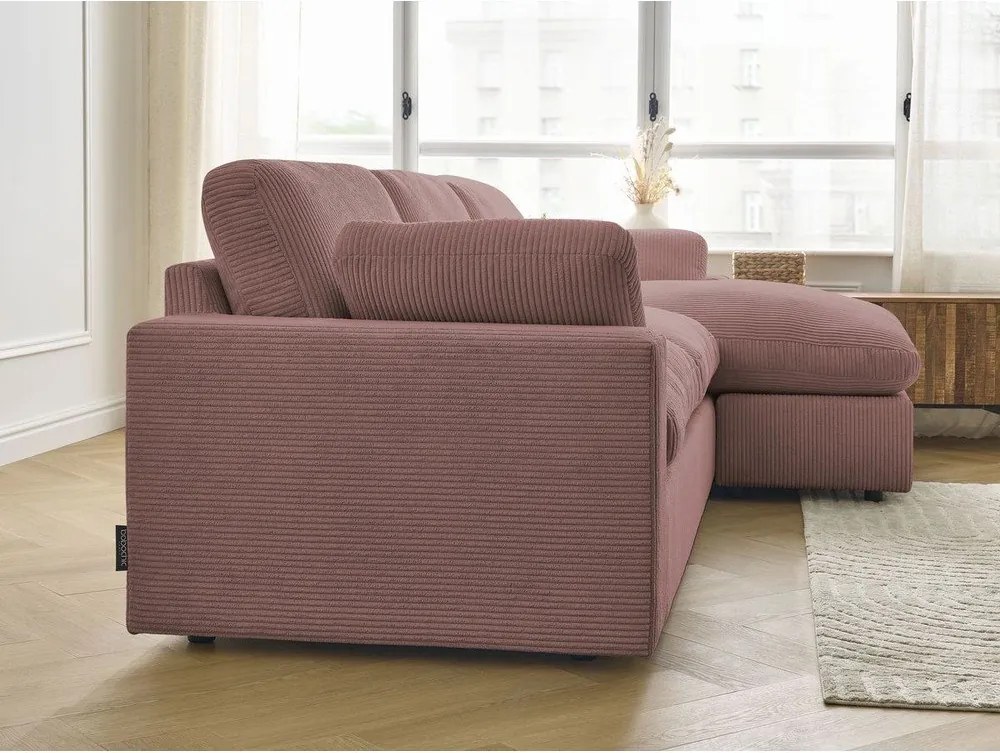 Rózsaszín kordbársony sarokkanapé Belair – Bobochic Paris