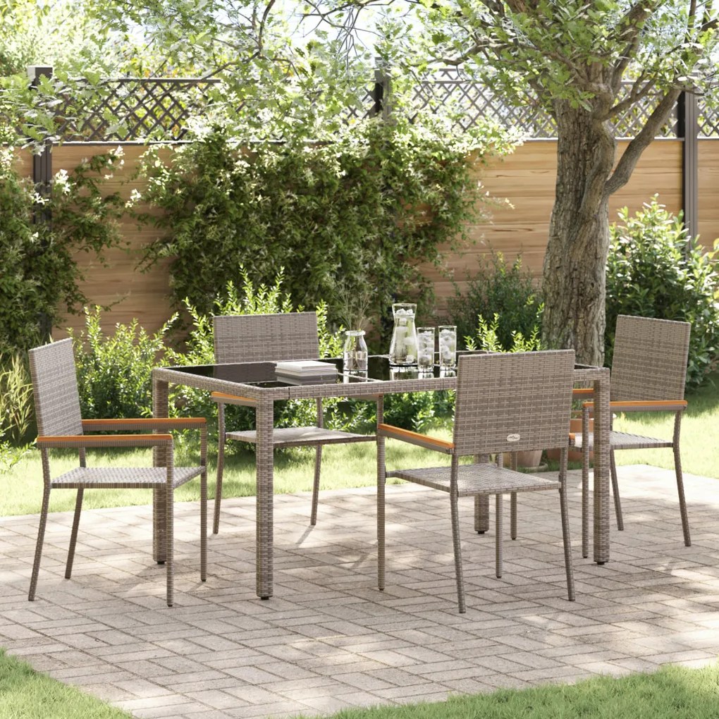 Kert étkező szett 5 pcs Szürke 150 x 90 x 75 cm polirattan