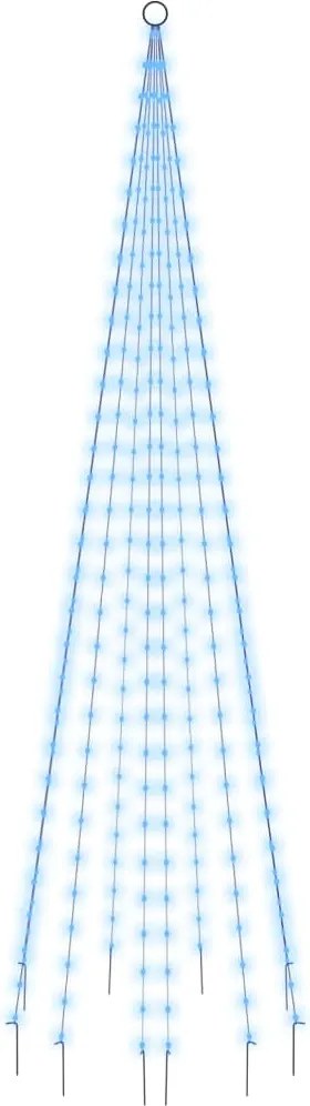 vidaXL karácsonyfa zászlórúdon 310 kék LED-del 300 cm