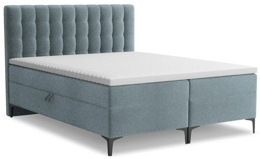 Világoskék ágyneműtartós boxspring ágy 160x200 cm Puhala – Makamii