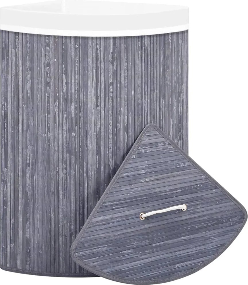 Bambusz Szennyestartó Kosár Játékok Sarok Tartály Fedéllel 60l