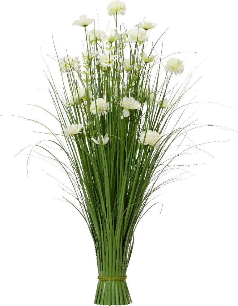 Műfű virágokkal Fehér Virágok Tavaszi Dekoráció XL 100cm