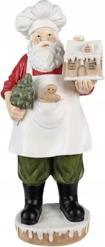 Karácsonyi dekorációs szobor Mikulás szakács mézeskalácsházzal 26*20*59 cm