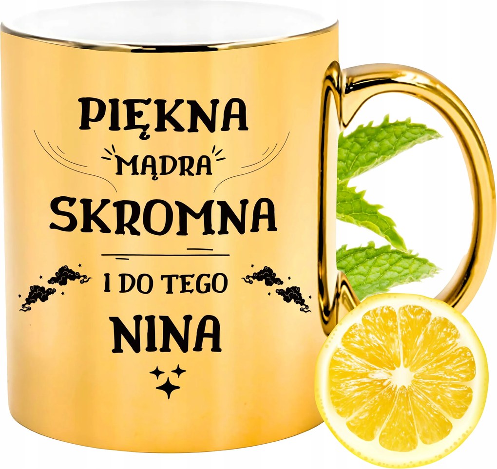 Prémium Arany Csillogó Bögre Nina Ajándék Nyomtatott Fotóval