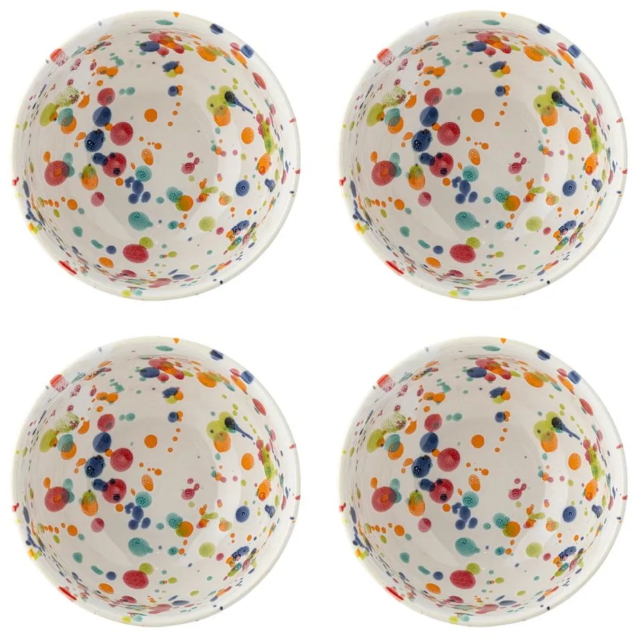 Krémszínű kőedény tálka szett 4 db-os 300 ml Freckles – Bloomingville