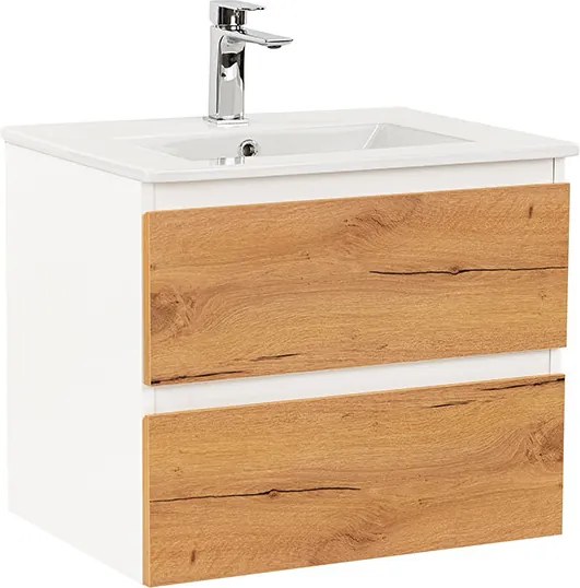 Vario Forte 60 alsó szekrény mosdóval fehér-tölgy