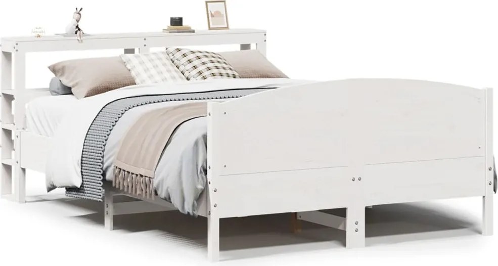 vidaXL fehér tömör fenyőfa ágy matrac nélkül 120 x 190 cm