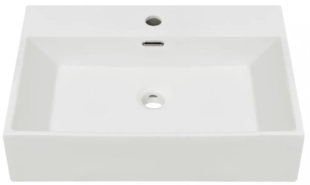 Fehér kerámia mosdó csaptelep furattal 60,5x42,5x14,5 cm