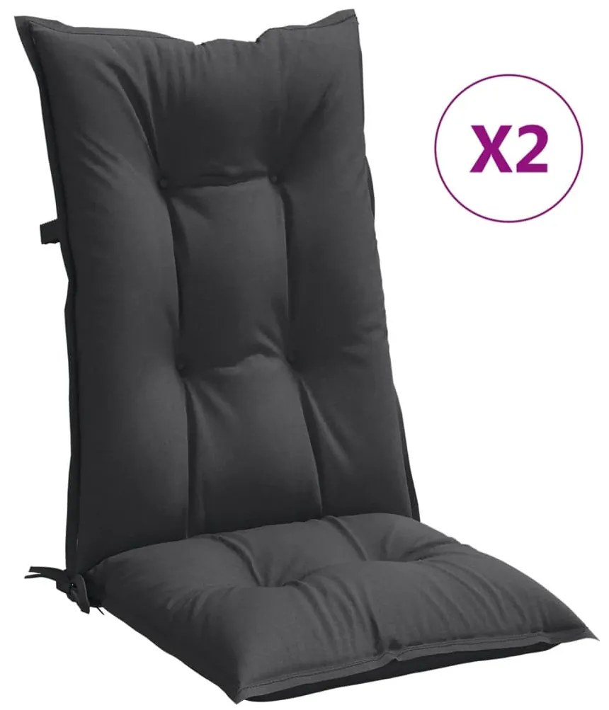 2 db antracit szövet magas háttámlájú székpárna 120x50x7 cm