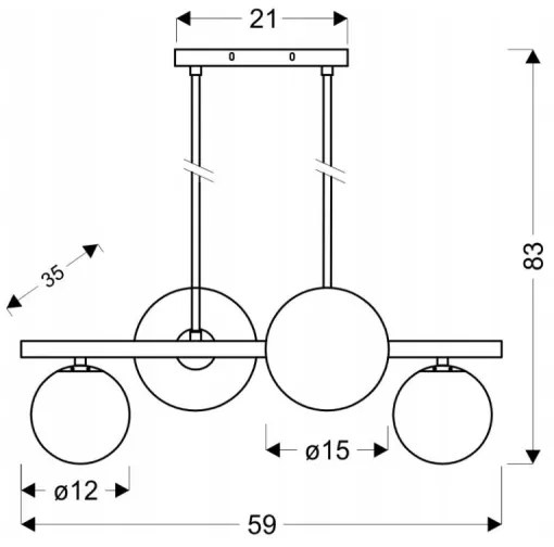 Csillár rúdon KAMA 4xG9/28W/230V