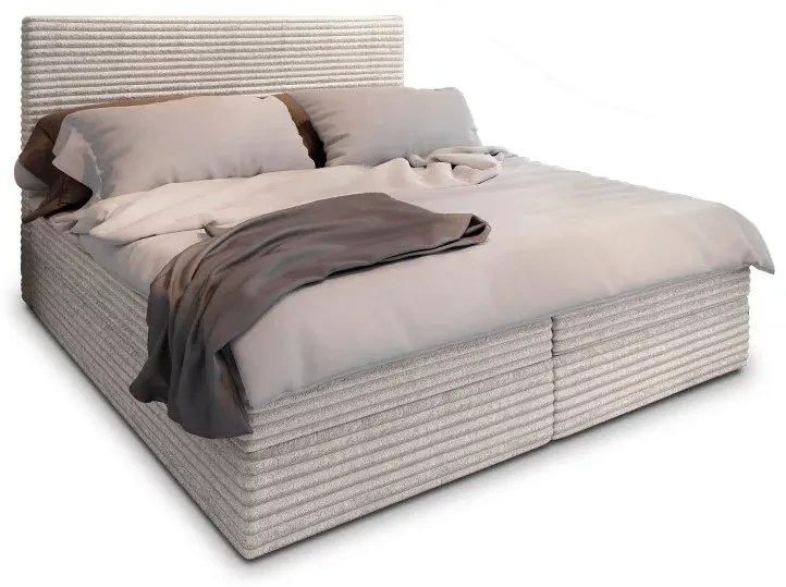 Kárpitozott boxspring ágy ISPIRA 140x200 cm krém színű Matrac: Bonell rugós matrac