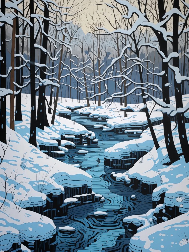 Poszter 60x80cm Folyó a téli időszakban
