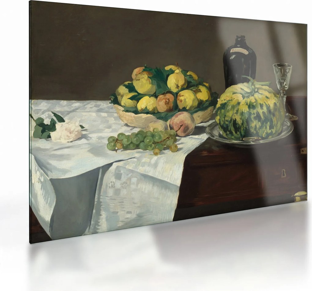 Üveg kép - Edouard Manet, Still Life with Melon and Peaches, reprodukciók (70x50 cm)