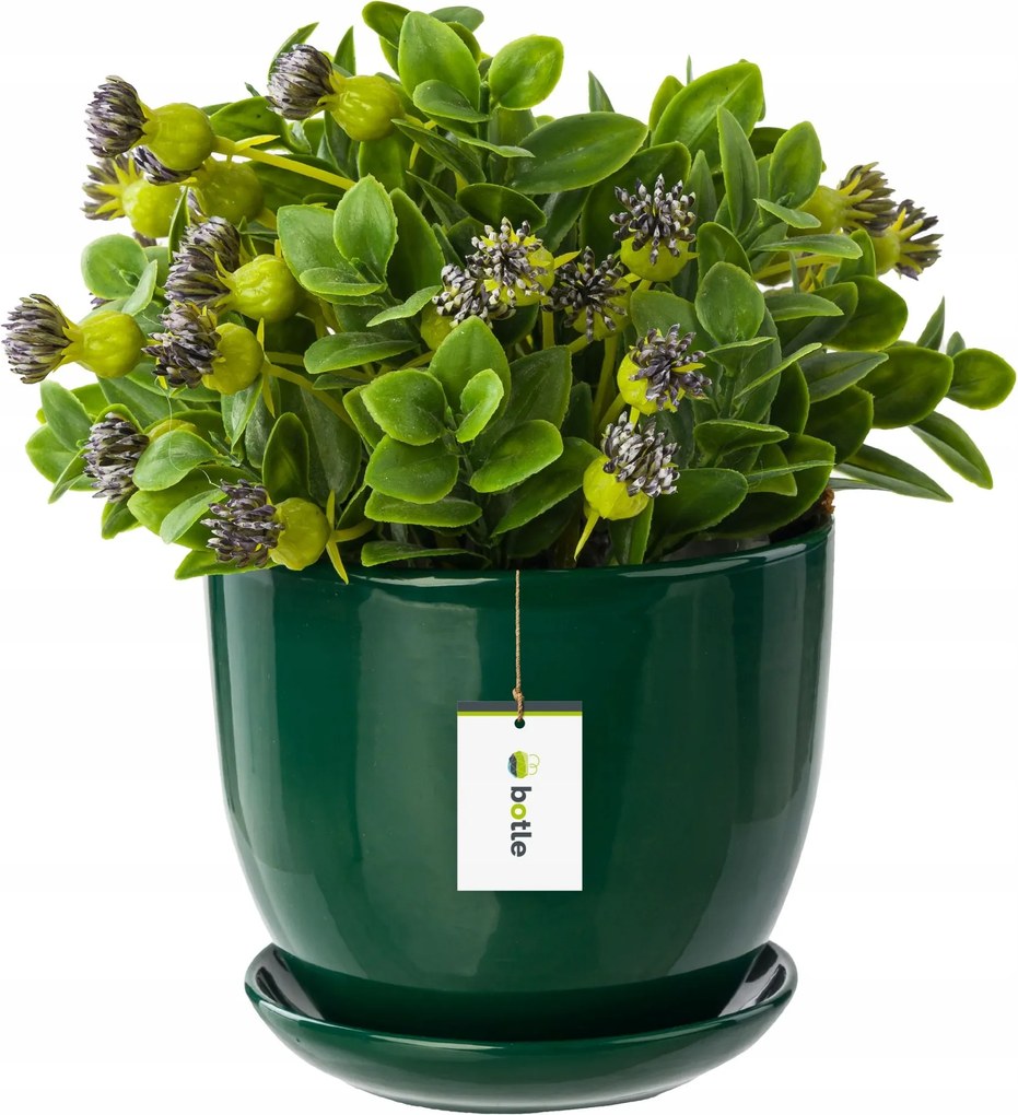 Kerámia kaspó 30x25 cm bultel állvány zöld