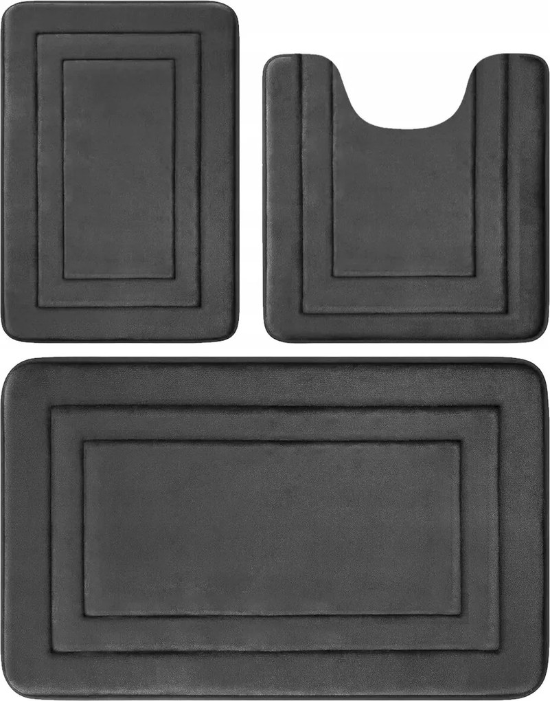 3db Fürdőszobaszőnyeg Szett Csúszásgátló Puha Vastagság