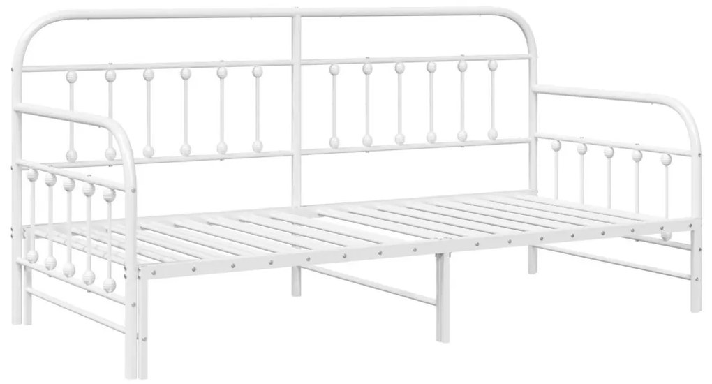 vidaXL Nappali ágykeret fejtámlával Fehér 90 x 190 cm Acél