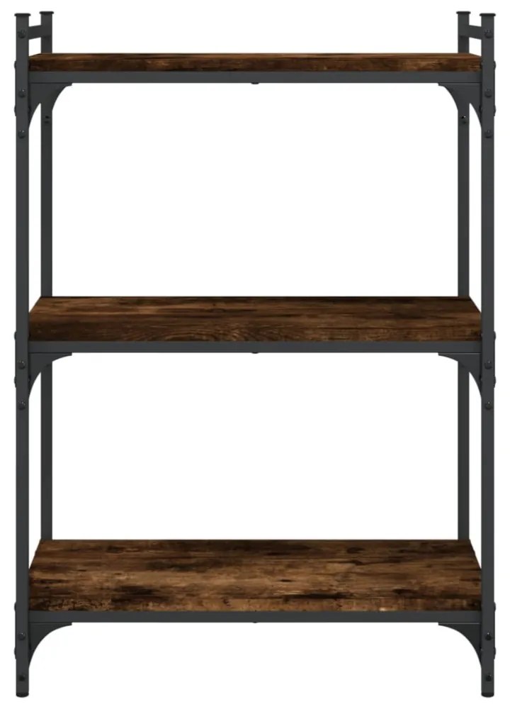 3 szintes füstös tölgy színű szerelt fa könyvespolc 60x30x86 cm