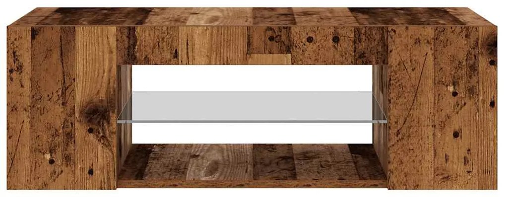 antik fa színű szerelt fa TV-szekrény LED-ekkel 90x39x30 cm
