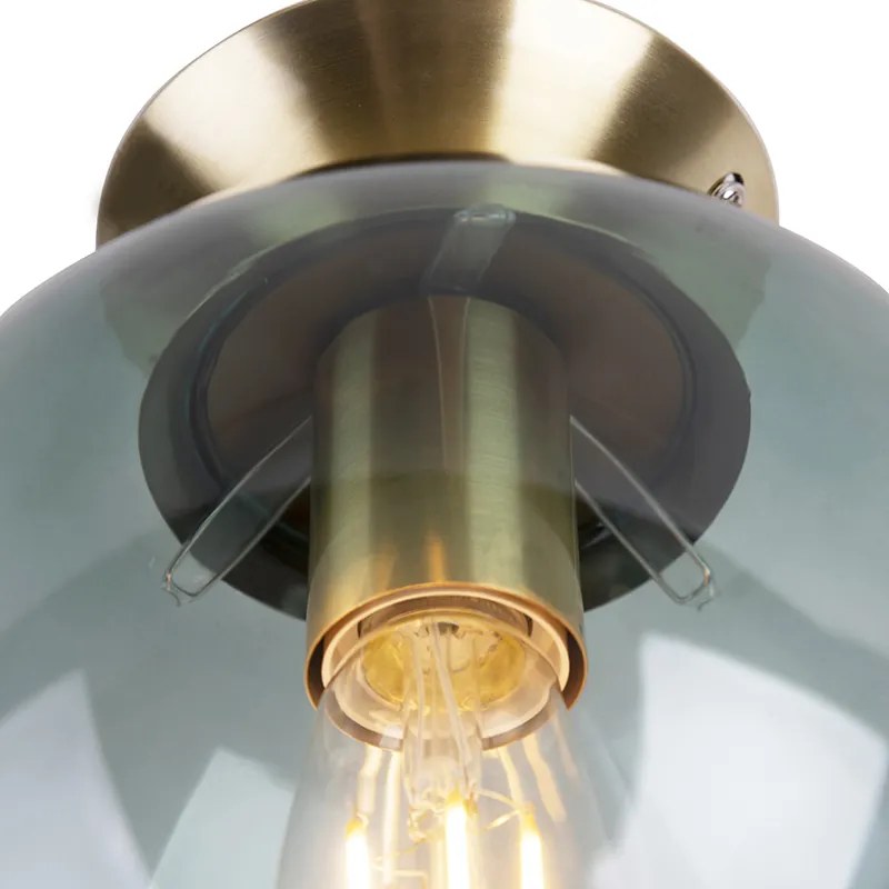 Art Deco mennyezeti lámpa sárgarézzel és zöld üveggel - Pallon