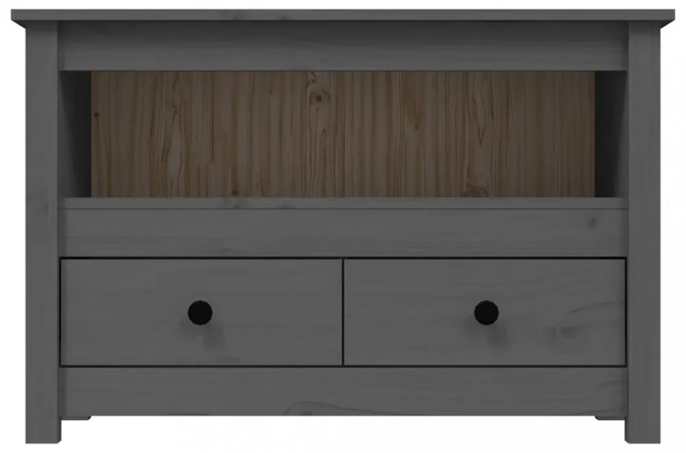 szürke tömör fenyőfa TV-szekrény 79 x 35 x 52 cm