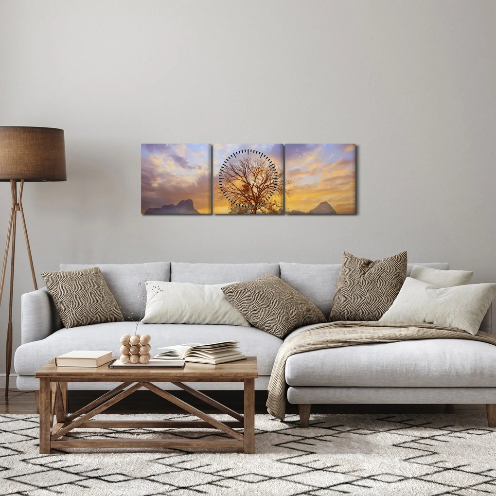 Kép - Táj napraforgóval (órával) (90x30 cm)