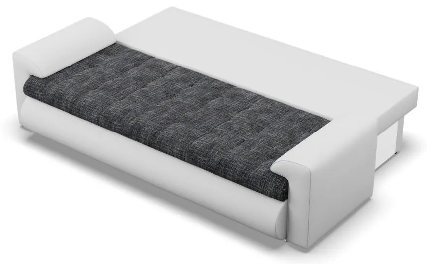 Tokio kanapéágy, fonott + műbőr, sötétszürke - fehér