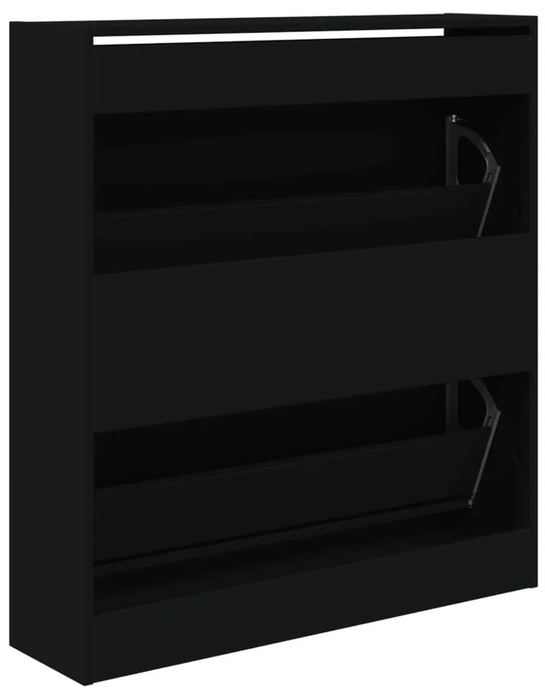 fekete szerelt fa cipőszekrény 80 x 21x 87,5 cm