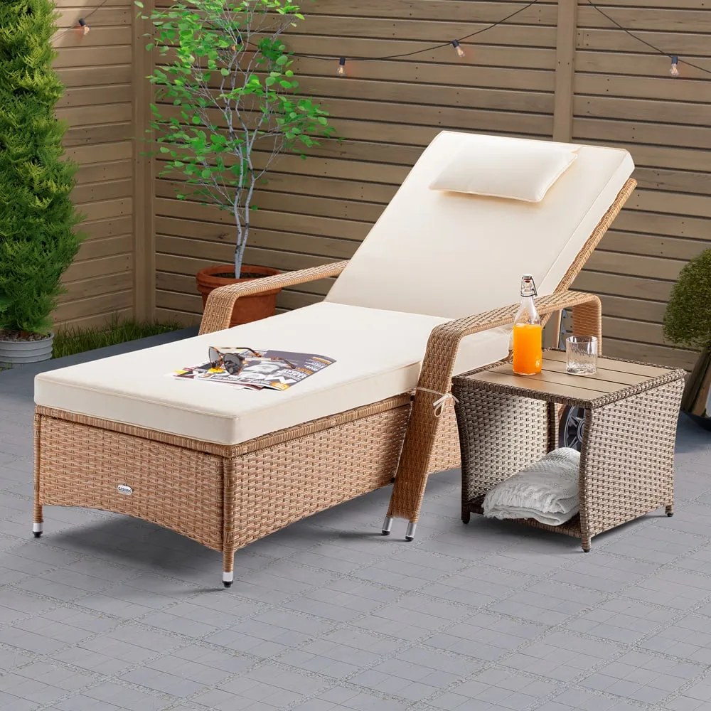 Casaria® Vedis polyrattan asztalka 45x45x40 cm - bézs