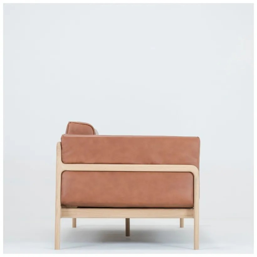 Fawn konyakbarna kanapé bivalybőrből, tömör tölgyfa szerkezettel, 180 cm - Gazzda