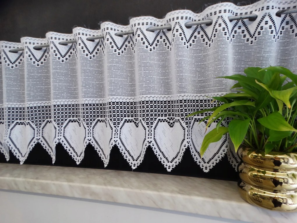 Mg Irigység Szív jacquard fehér 36239 350x65cm M