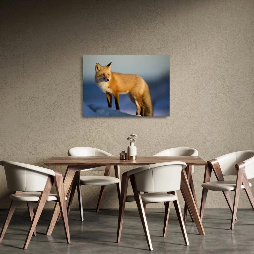 Kép - Róka a hóban (üvegen) (70x50 cm)
