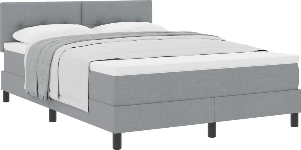 vidaXL Boxrugós ágy matracmal Világosszürke 140 x 200 cm szövet