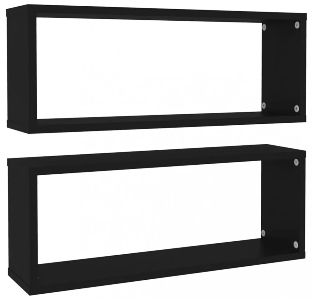 2 db fekete szerelt fa négyszögű fali polc 60 x 15 x 23 cm