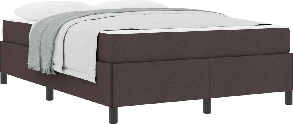 vidaXL Boxrugós ágy matracmal Sötét Barna 140 x 190 cm szövet