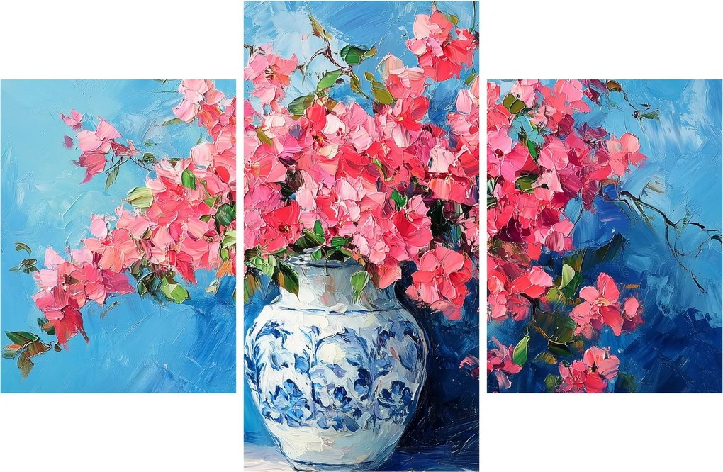 Kép - Váza rózsaszín virágokkal (90x60 cm)