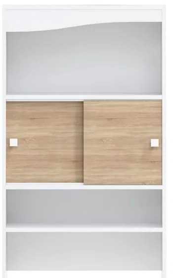 Fehér-natúr színű szekrény mosógép/WC fölé, tölgyfa dekorral 64x177 cm Wave – TemaHome