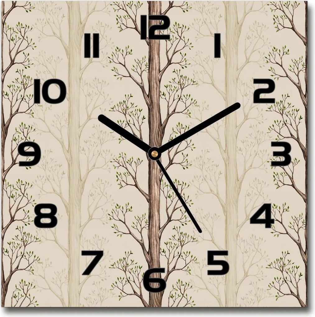 Üveg falióra szögletes Fák 30x30 cm